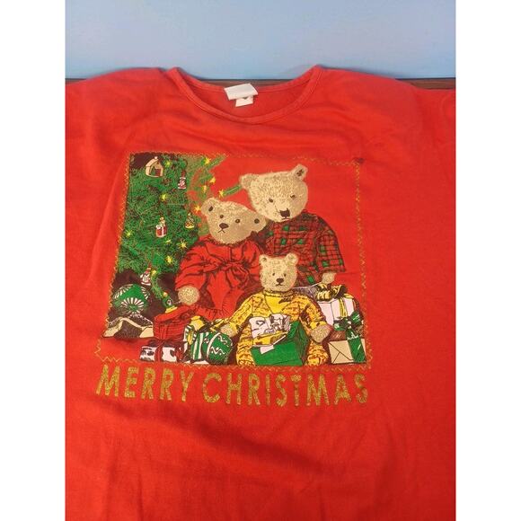 Vintage Sweet Blondie XL Christmas Shirt Teddy Bear Christmas Red Long Sleeve - Picture 7 of 9